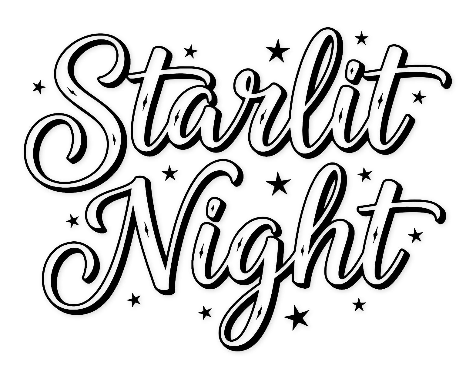 Starlit Night Typography Svg Png: Elegant Design For Wall Art