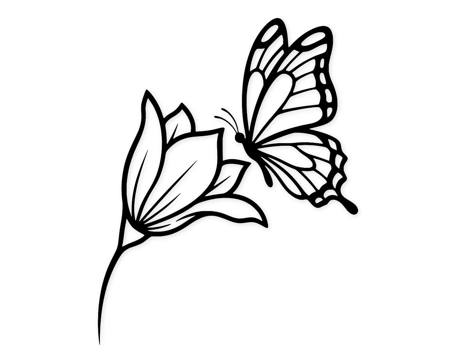 Flower And Butterfly Svg Png: Cut Ready Digital Design For Cricut Silhouette