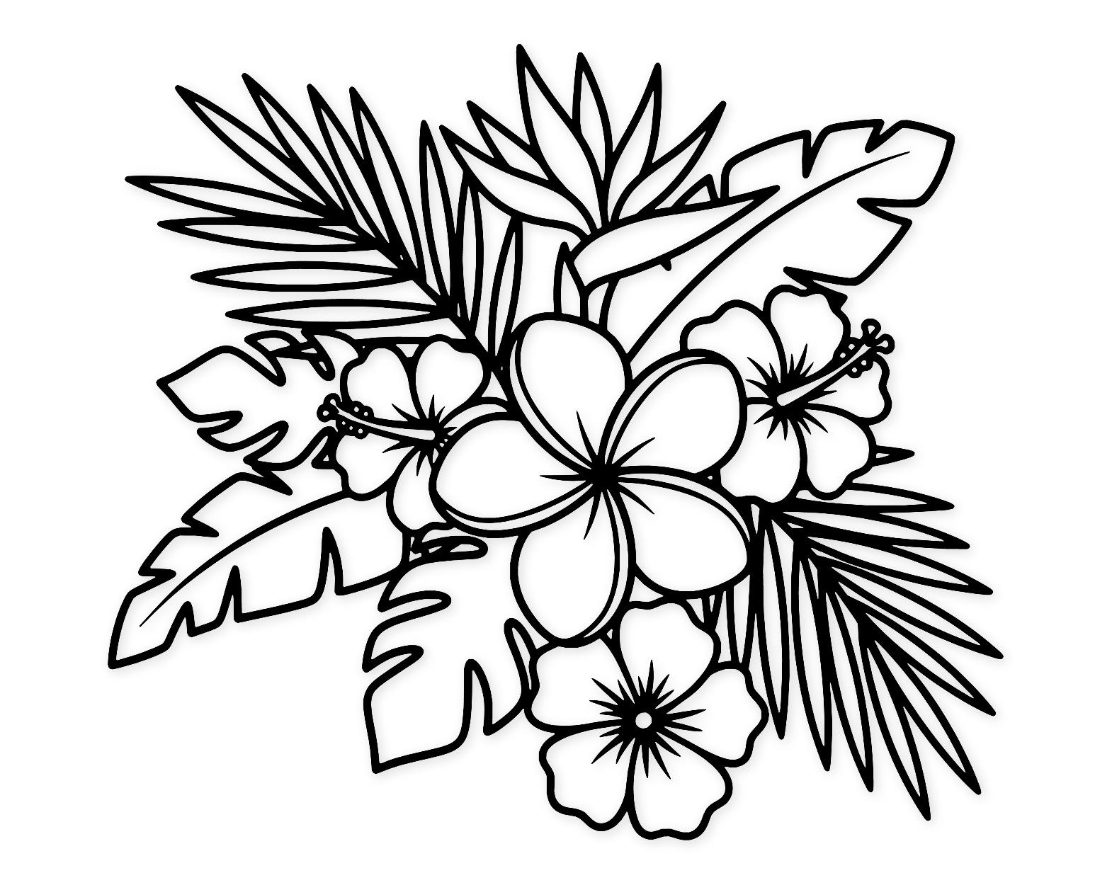 Tropical Flower Scene Svg Png: Minimalist Design For Wall Art