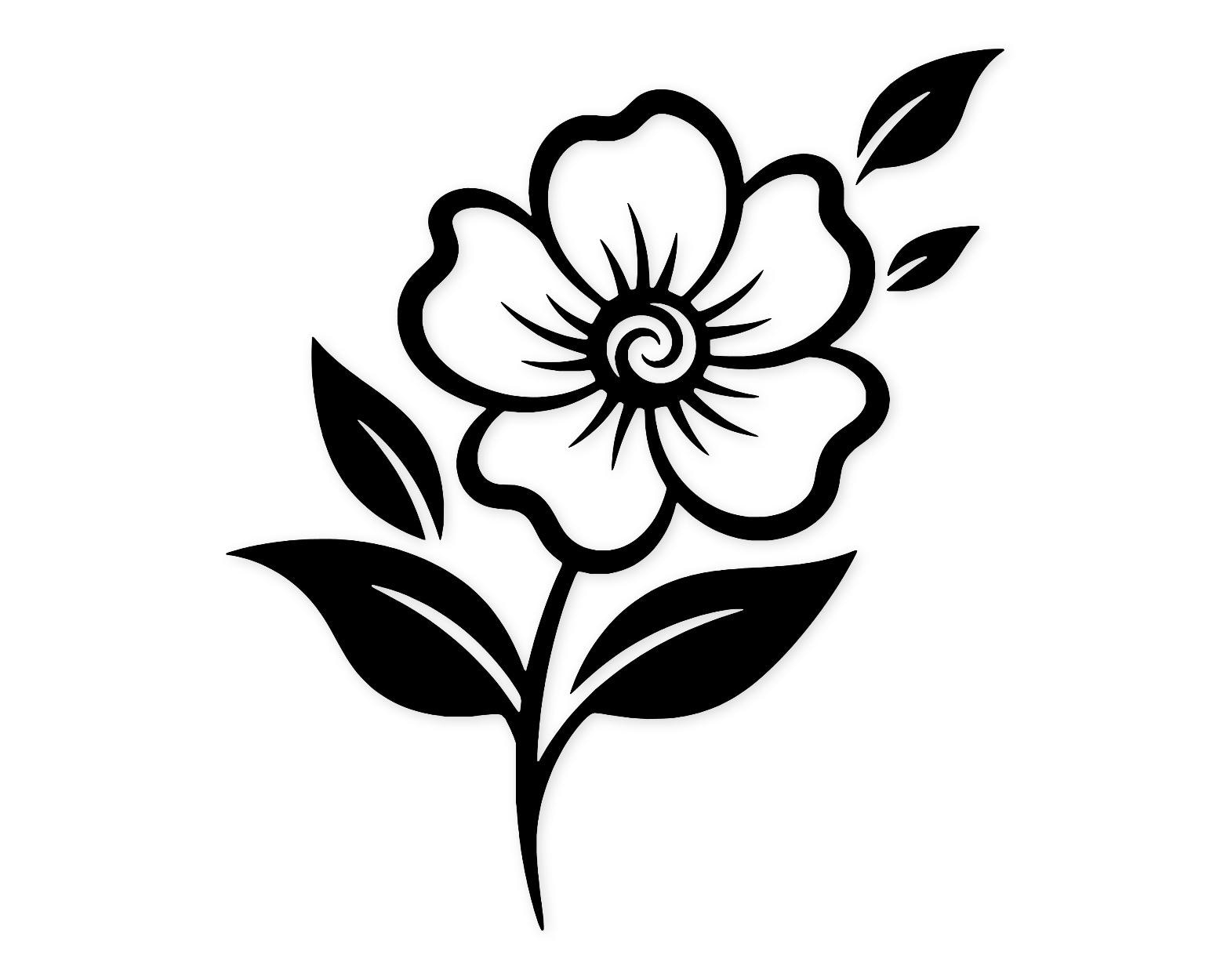 Flower With Leaves Svg Png: Cut Ready Digital Design For Cricut Silhouette