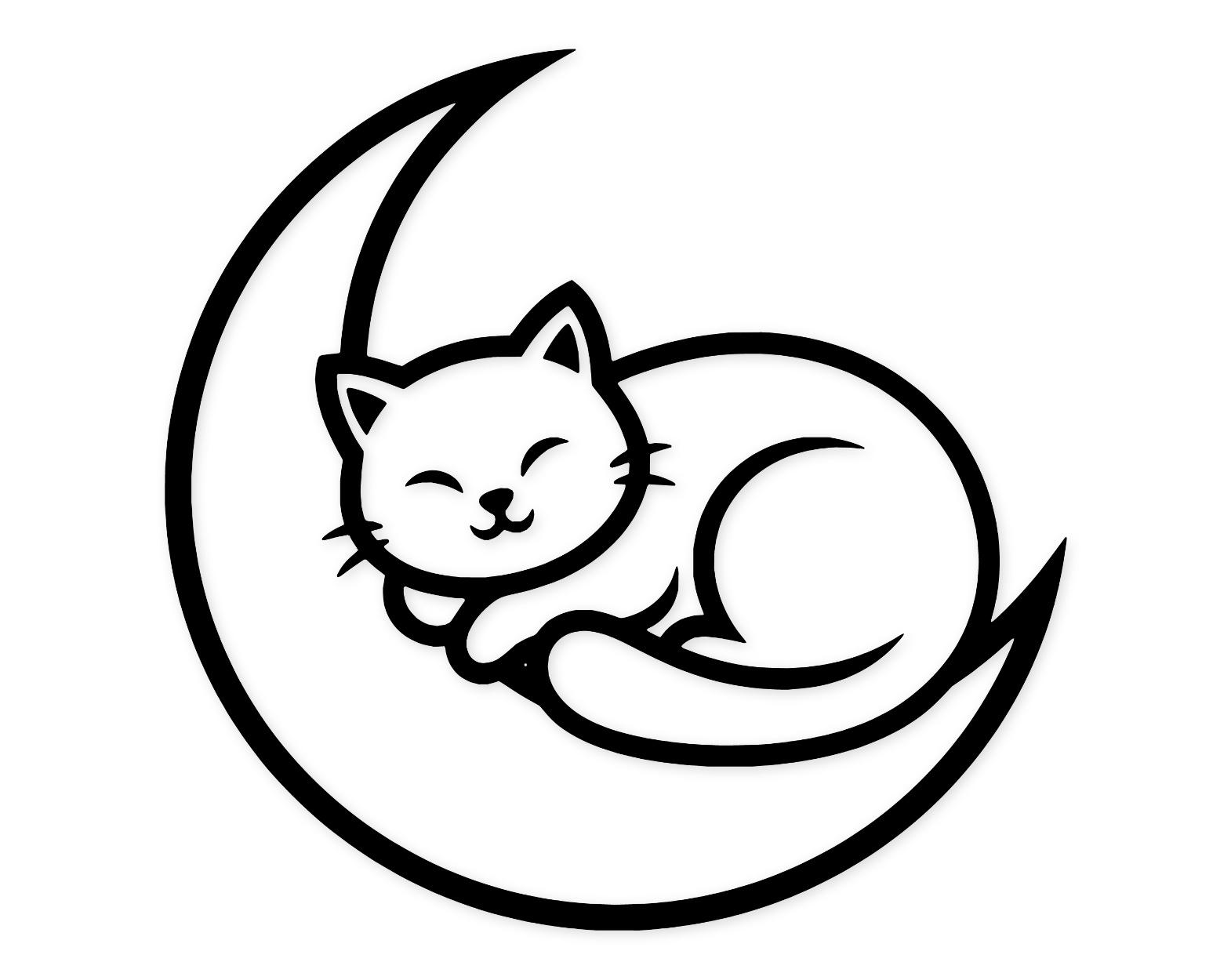 Sleepy Cat Scene Svg Png: Cut Ready Digital Design For Cricut Silhouette