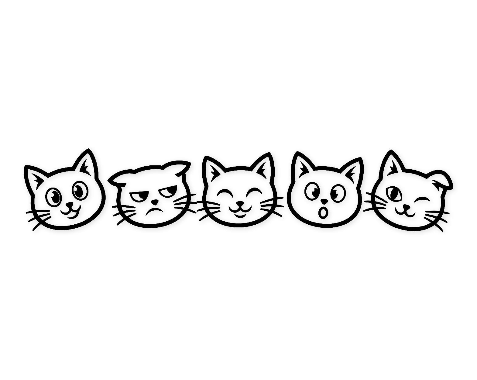 Charming Cat Faces Svg Png: Minimalistic Design For Stickers