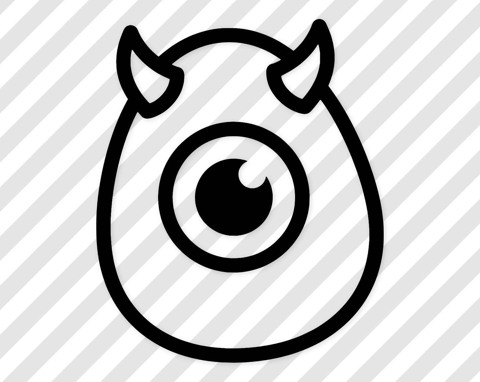 Single-Eyed Monster Icon: Bold Black White Svg Art For Cricut