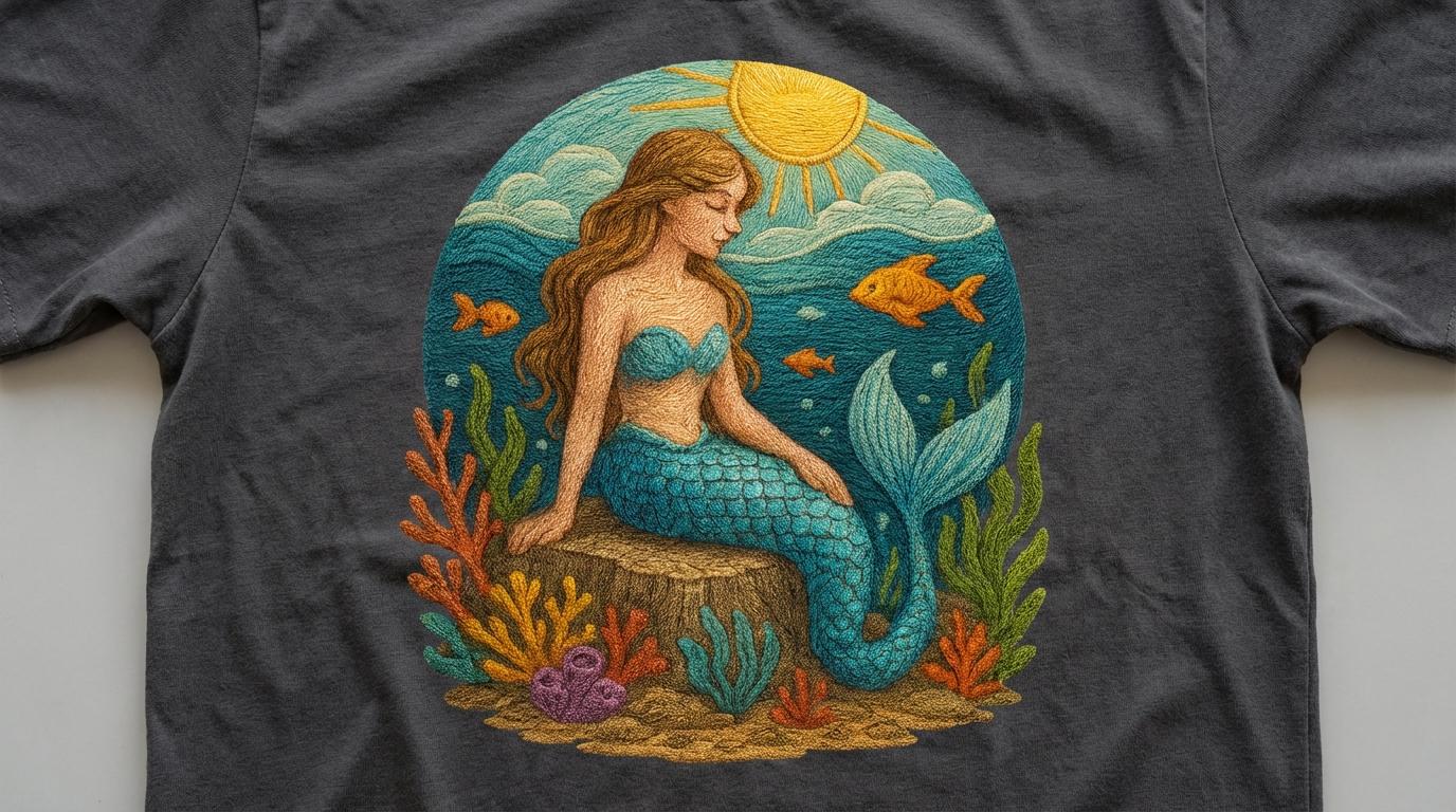 Mermaid Digital Artwork: Colorful Illustration For Wall Art