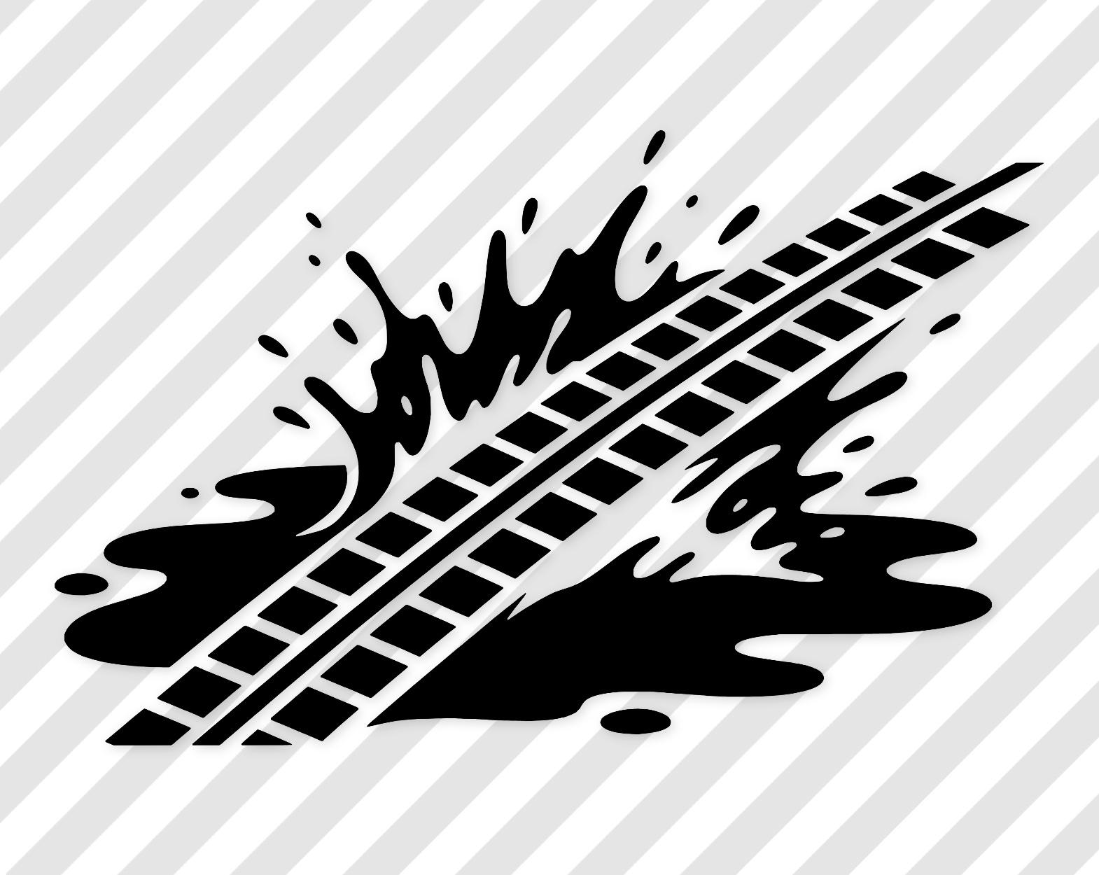 Tire Track Splash Digital Art: Black-And-White Svg Png Dxf Illustrations