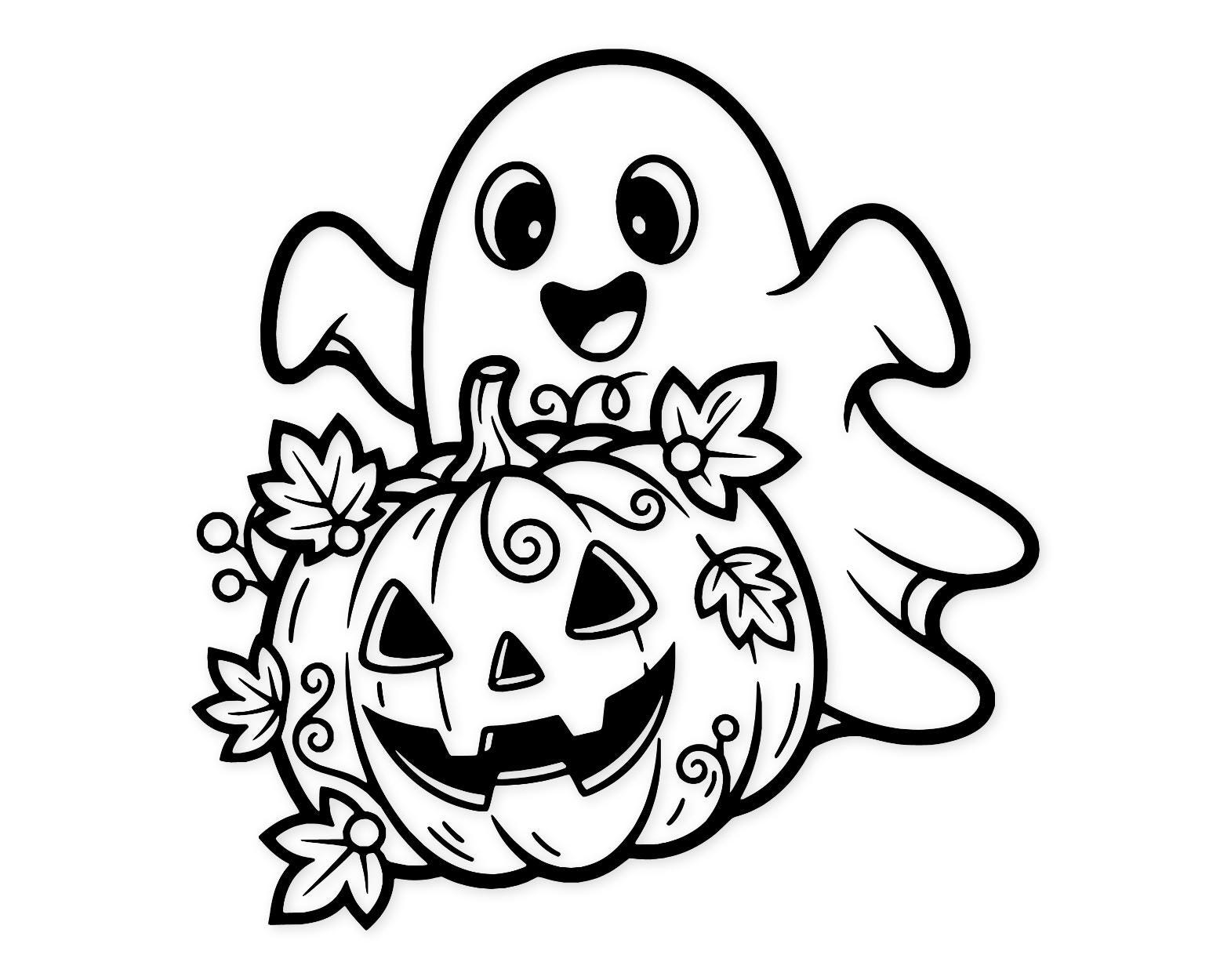 Spooky Season Svg Png: Cute Ghost & Jack-O'-Lantern For Halloween