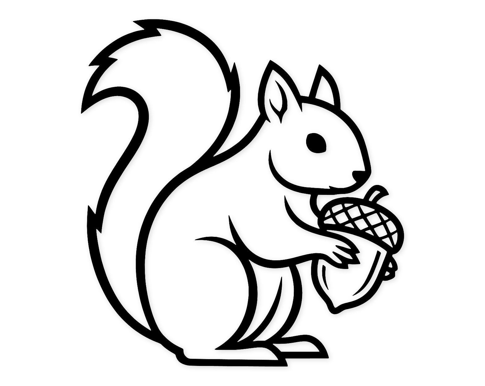 Squirrel Gathering Nuts Svg Png: Bold Outline Design For Crafts