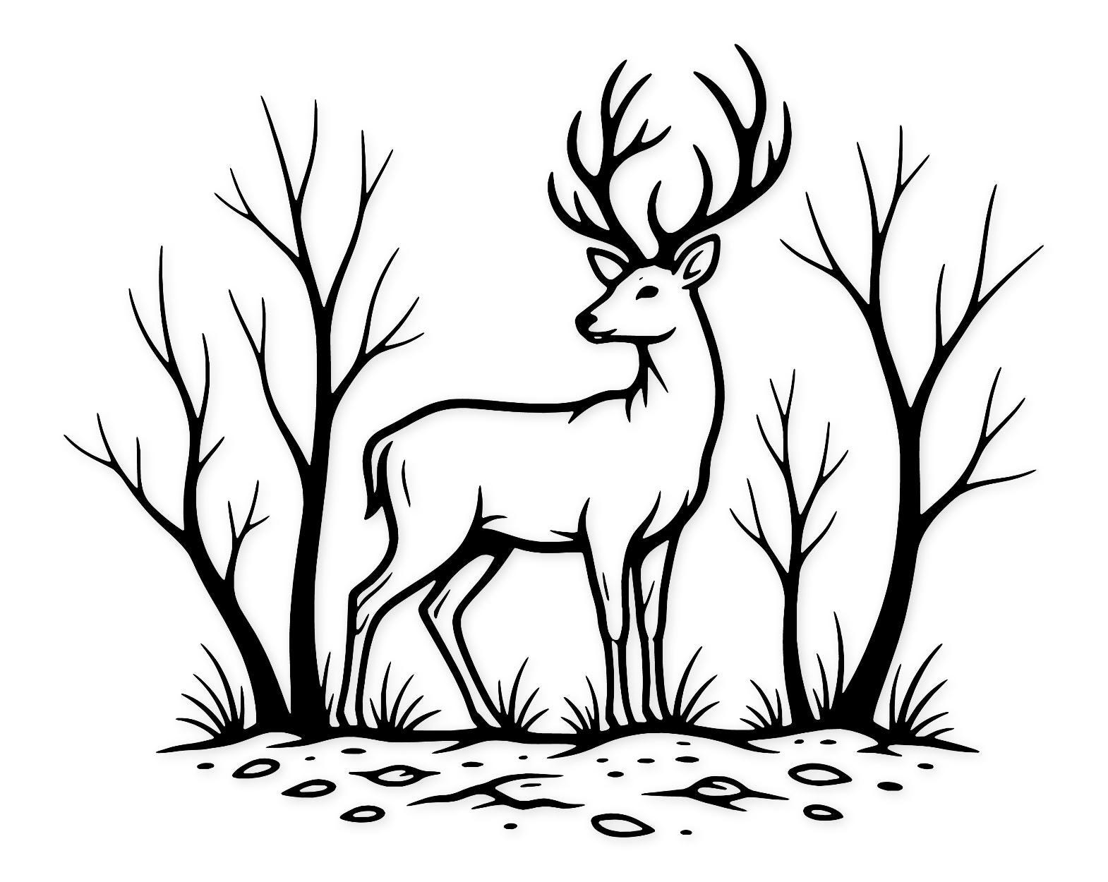 Deer Silhouette Svg Png: Bold Lines For T-Shirts Or Wall Art