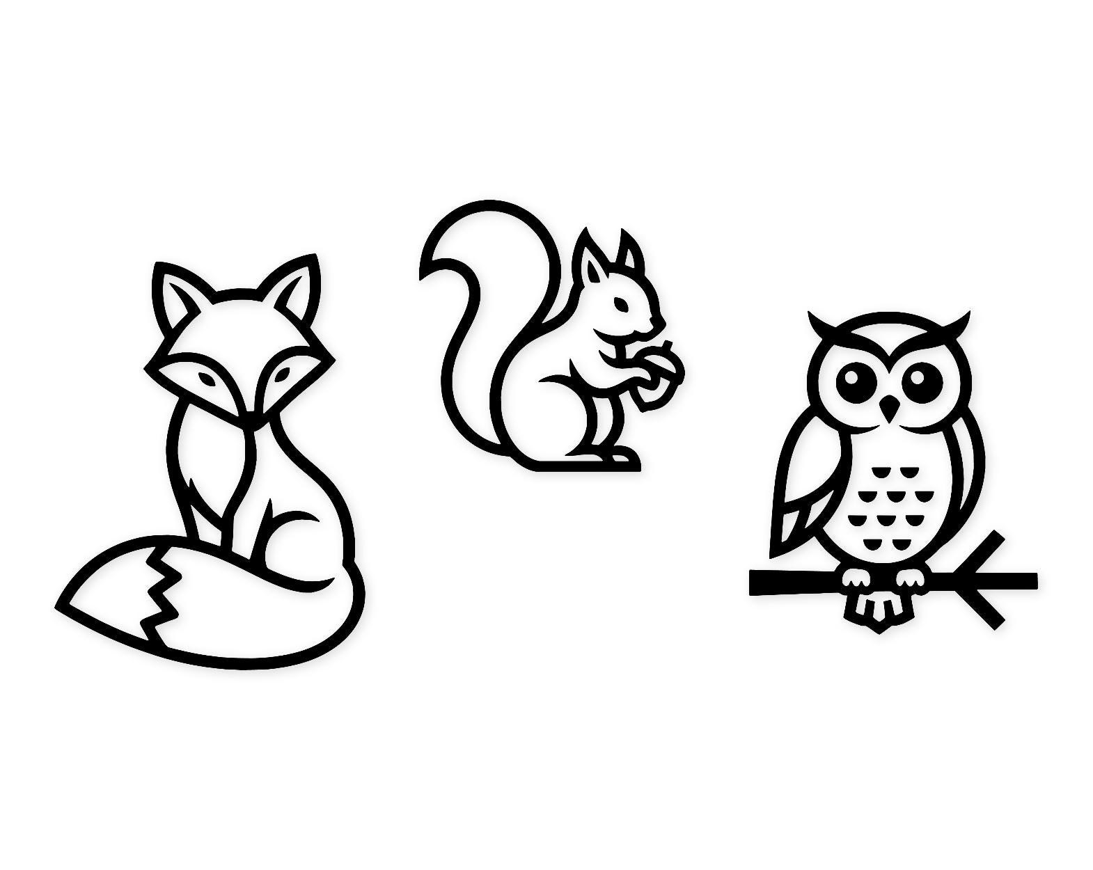 Woodland Animals Svg Png: Bold Outline Cut File For Crafts