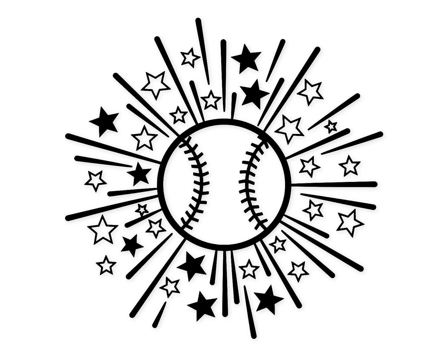 Baseball And Stars Svg Png: Cut Ready Digital Design For Cricut Silhouette