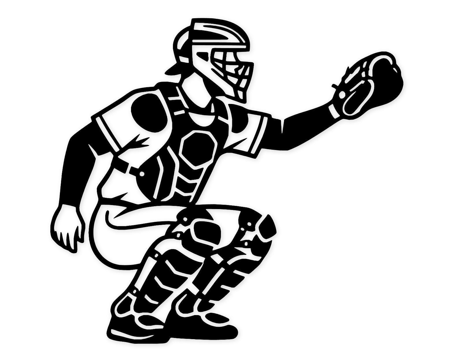 Catcher Silhouette Svg Png: Minimalist Cut File For Baseball Projects