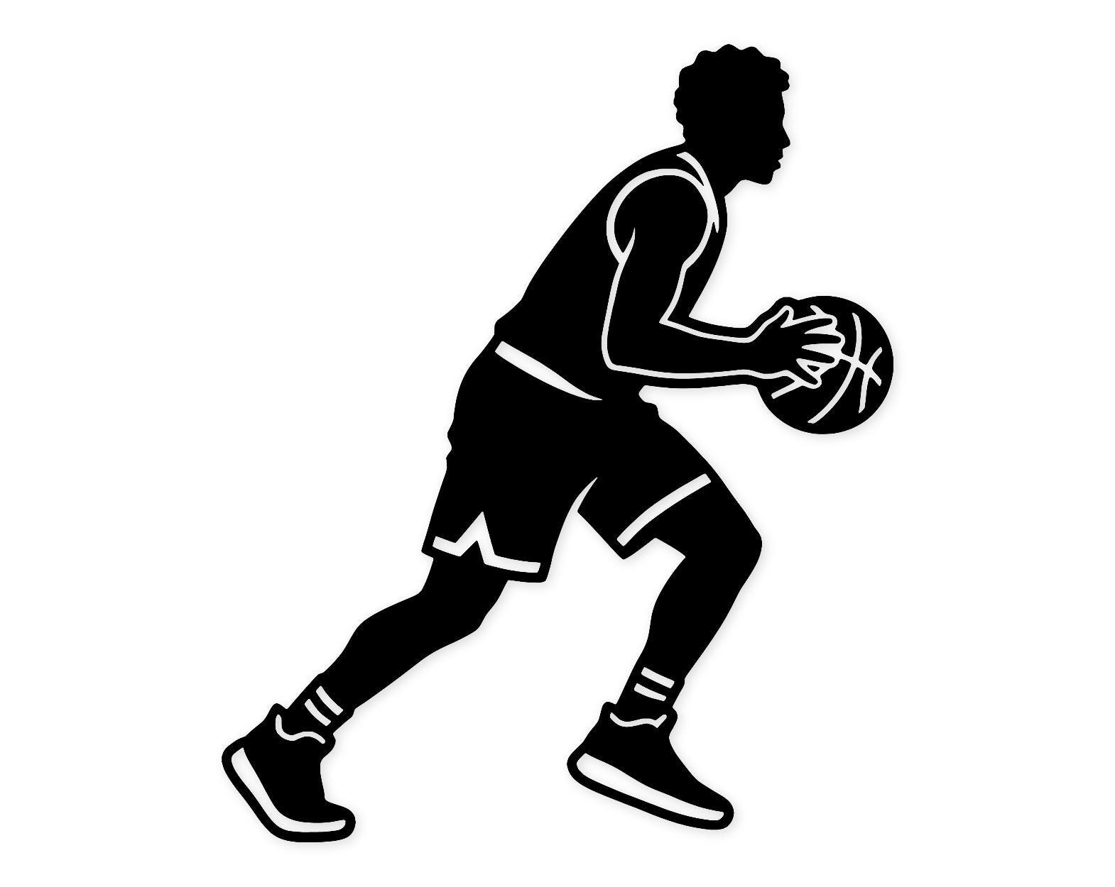 Player Dribbling Svg Png: Bold Outline Design For Basketball Projects