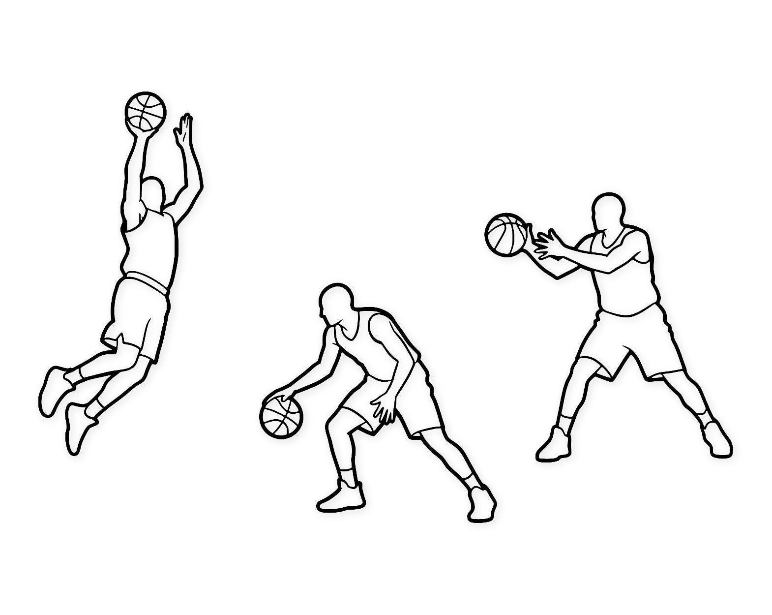 Basketball Iconic Moves Svg Png: Bold Clean Outline Design For Sports Enthusiasts