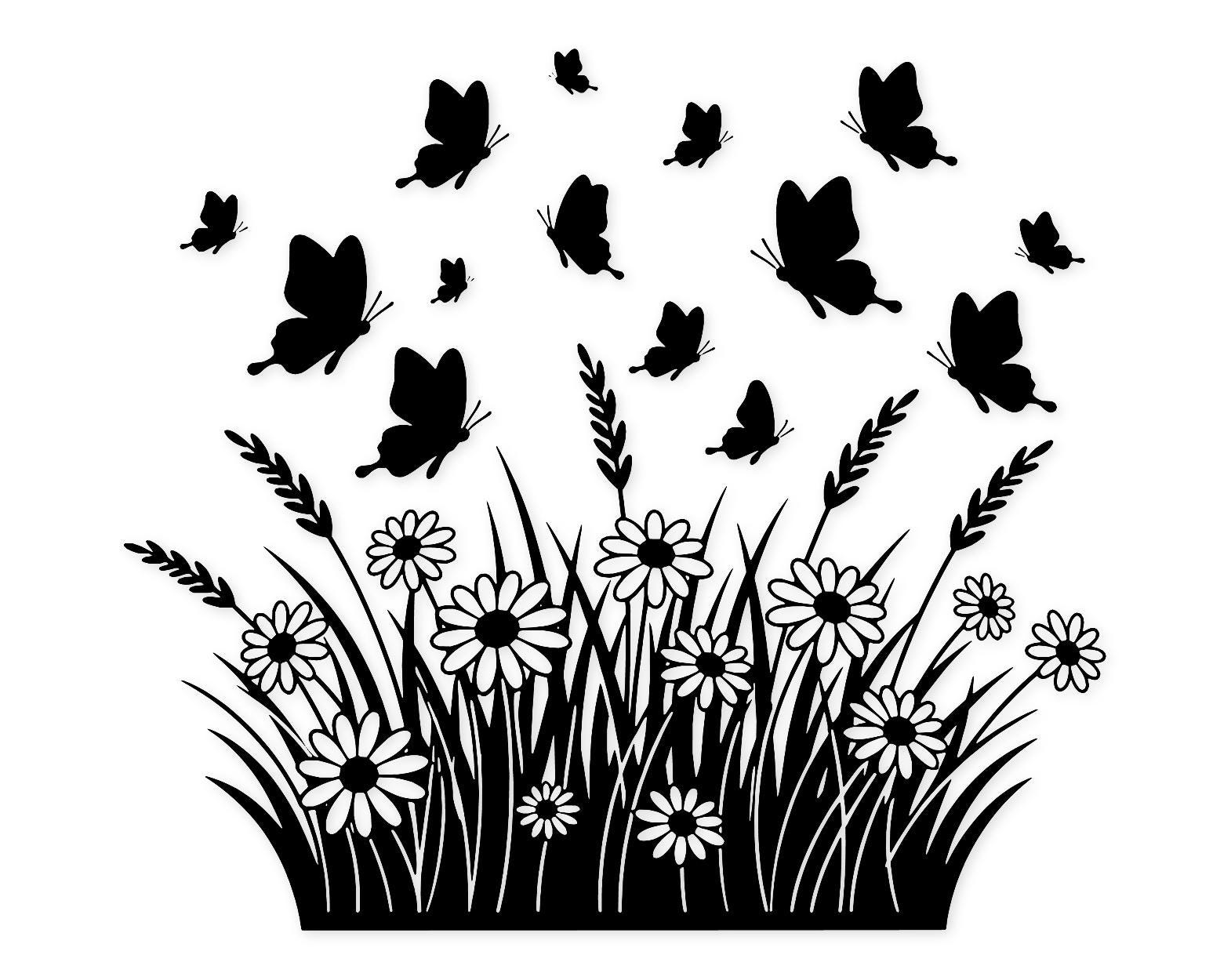 Butterfly Field Svg Png: Cut Ready Digital Design For Cricut Silhouette