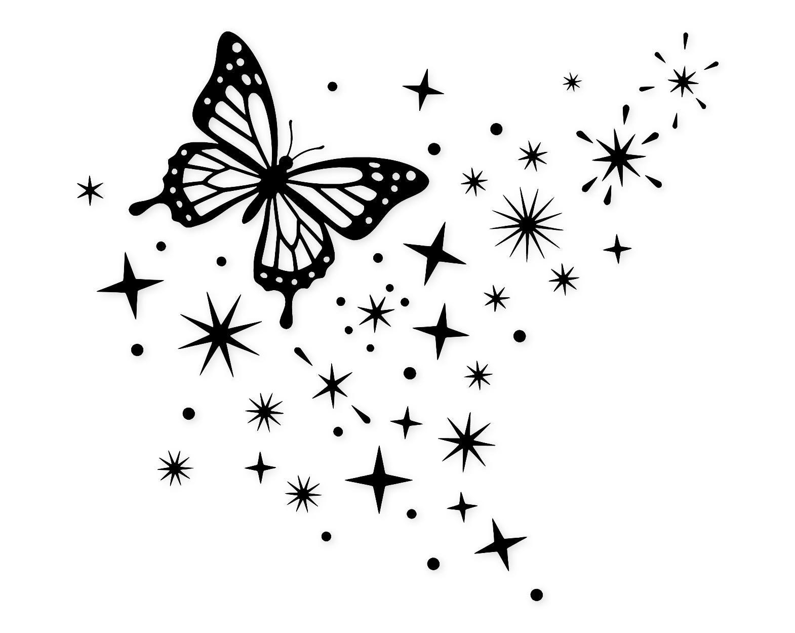 Butterfly And Stars Svg Png: Cut Ready Digital Design For Cricut Silhouette