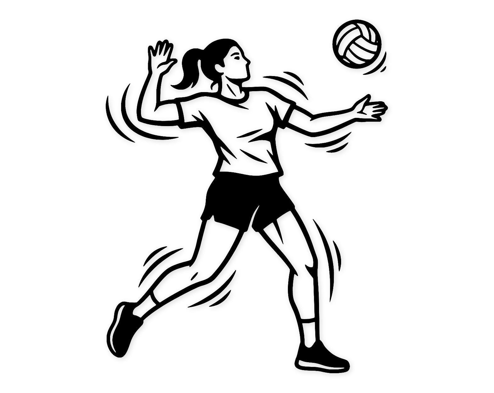 Serve Motion Svg Png: Bold Clean Lines For Volleyball Designs