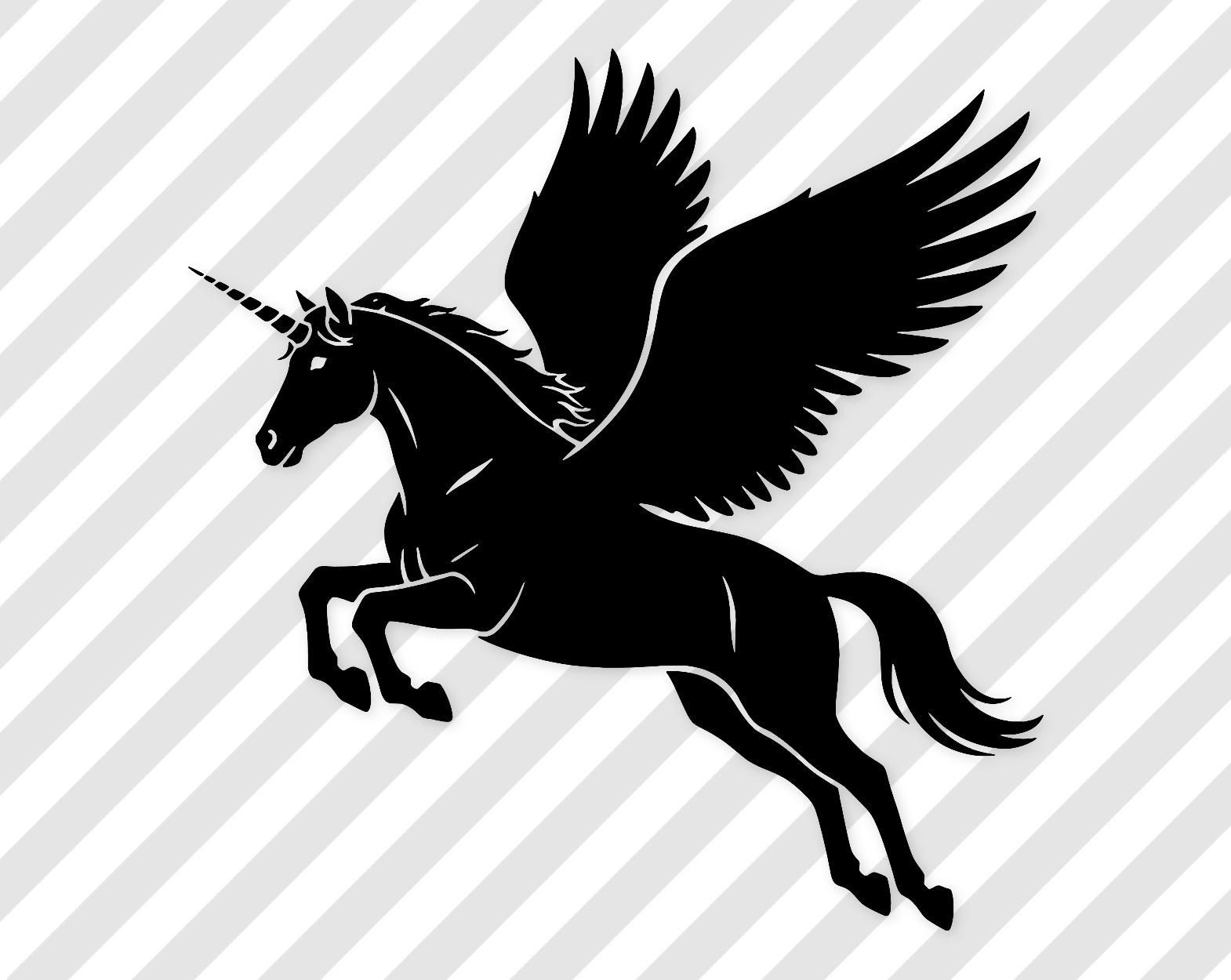 Unicorn Silhouette Art: Black And White Svg Digital Files