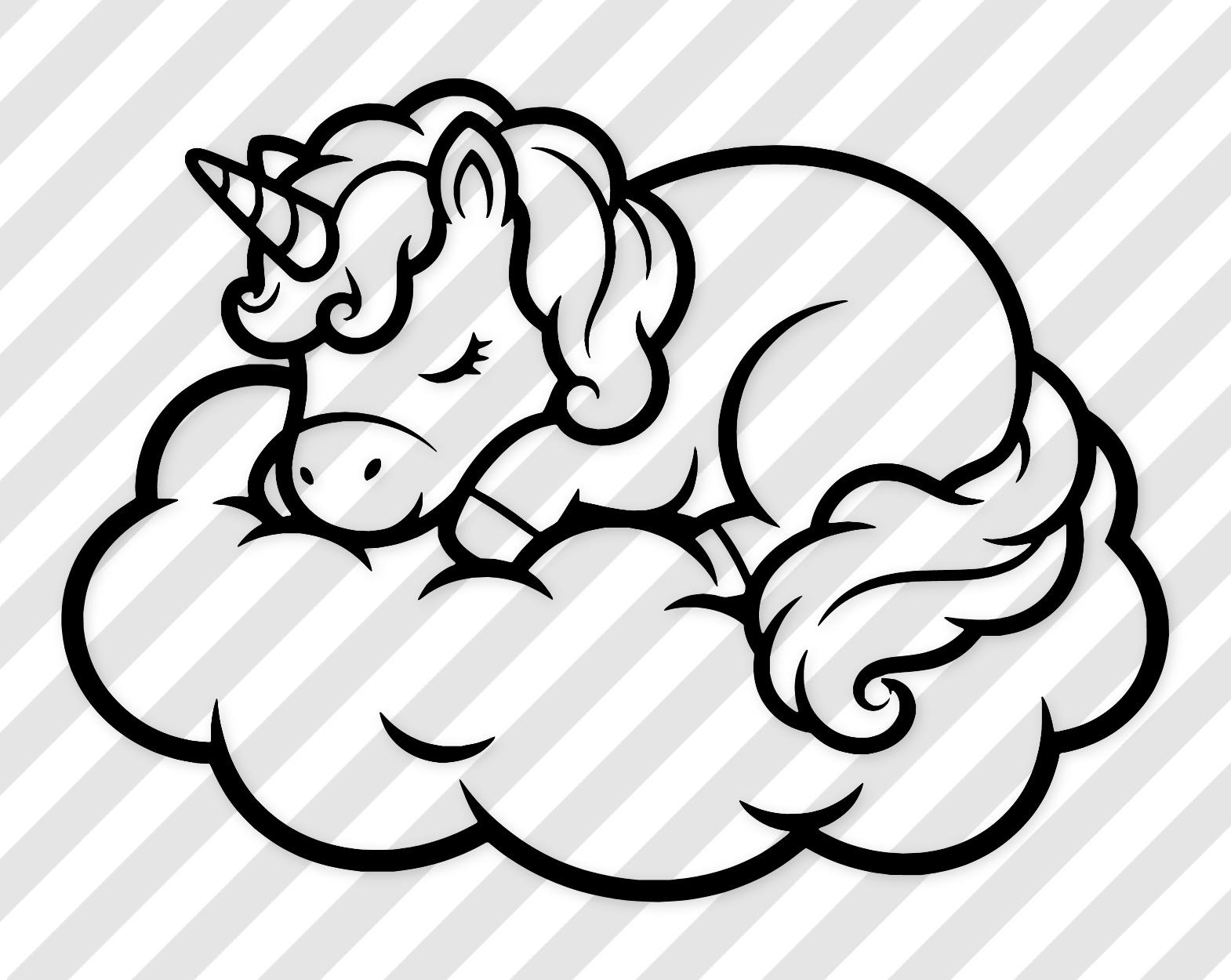 Unicorn Clipart: Black And White Cartoon Illustration For Cricut And Silhouette