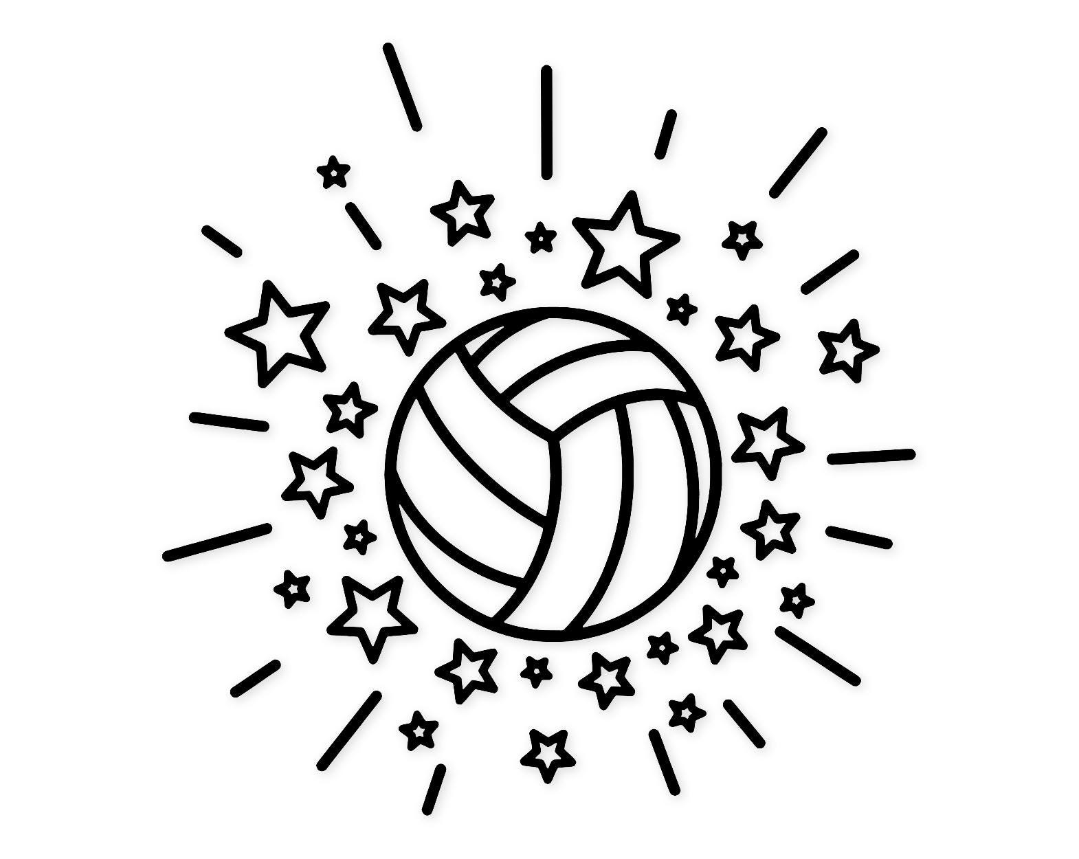 Volleyball With Stars Svg Png: Cut Ready Digital Design For Cricut Silhouette