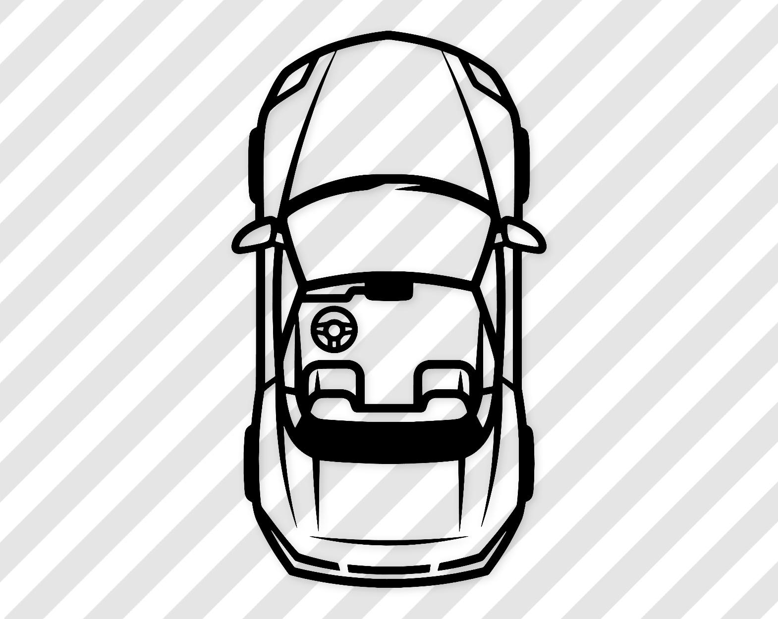 Convertible Sport Car Silhouette: Black-And-White Vector Illustration