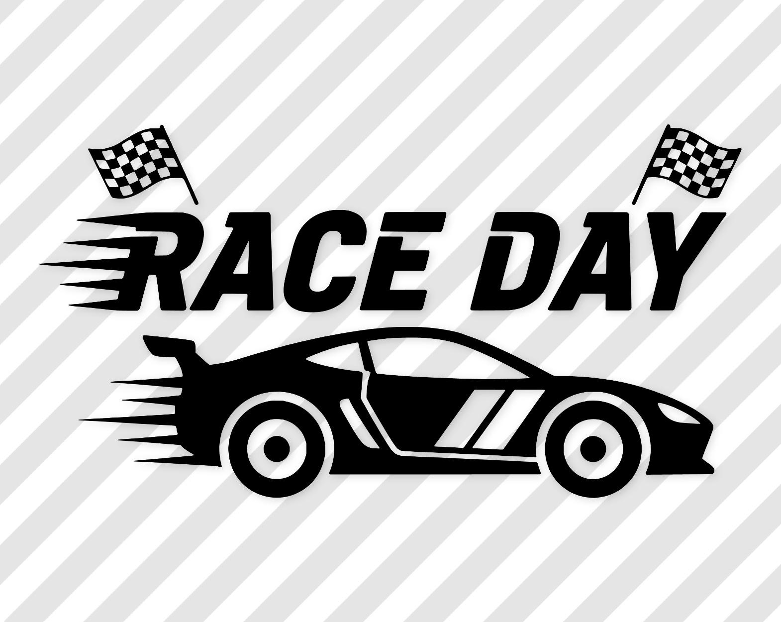 Race Day Art Print: Black-And-White Vector Illustration