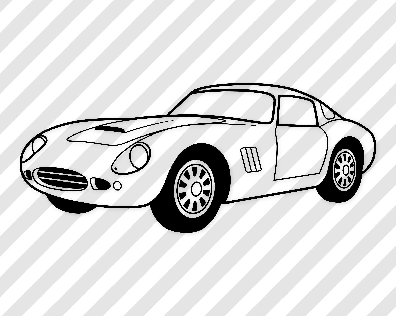 Vintage Sports Car Digital Art: Black And White Vector Illustration