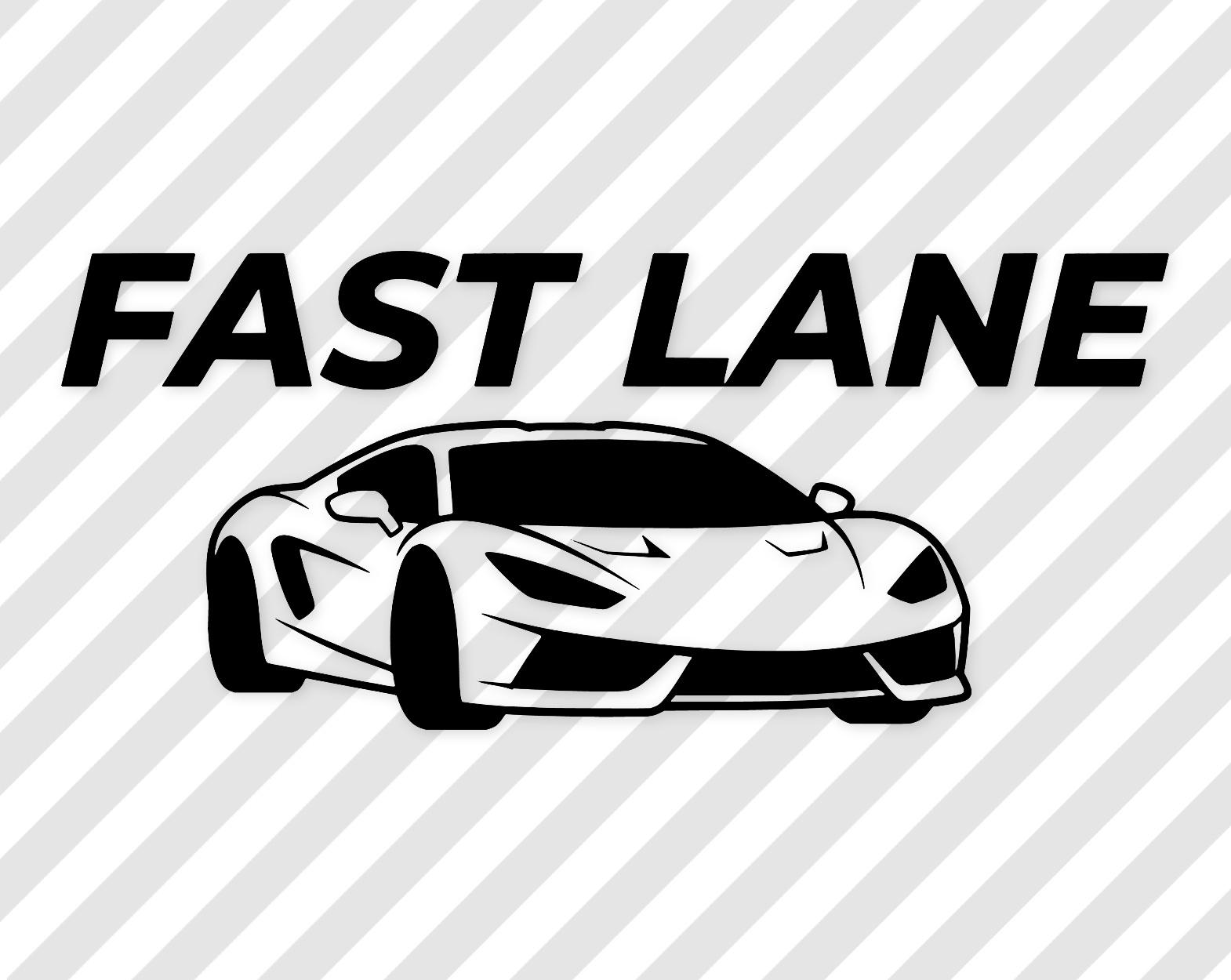 Fast Lane Car Digital Artwork: Black-And-White Svg Png Dxf Silhouette