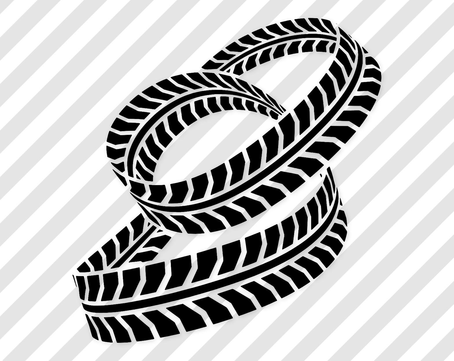 Tire Tracks Digital Artwork: Bold Black-And-White Svg Graphic