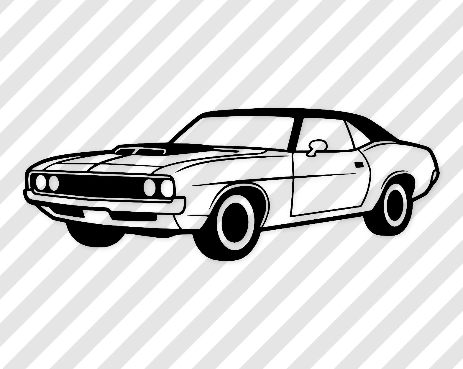 Classic Muscle Car Digital Art: Bold Line Art Illustration