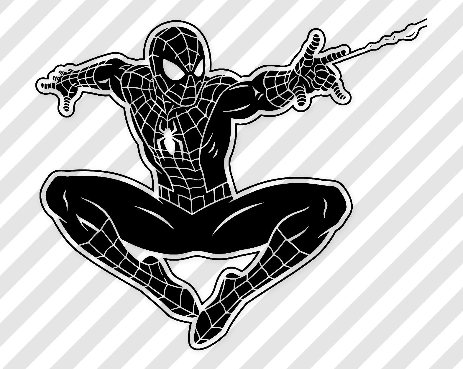 Spiderman Digital Artwork: Black-And-White Vector Illustration