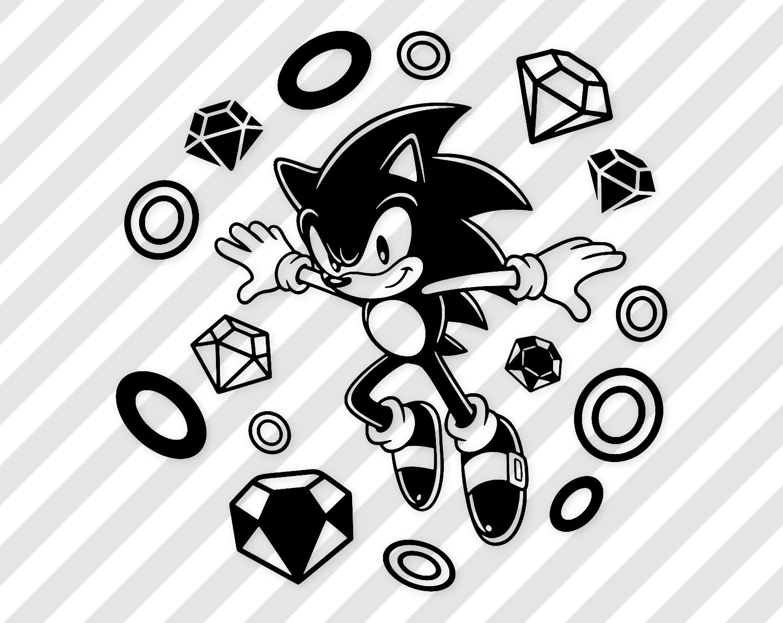 Sonic Adventure Digital Art: Black And White Vector Illustration