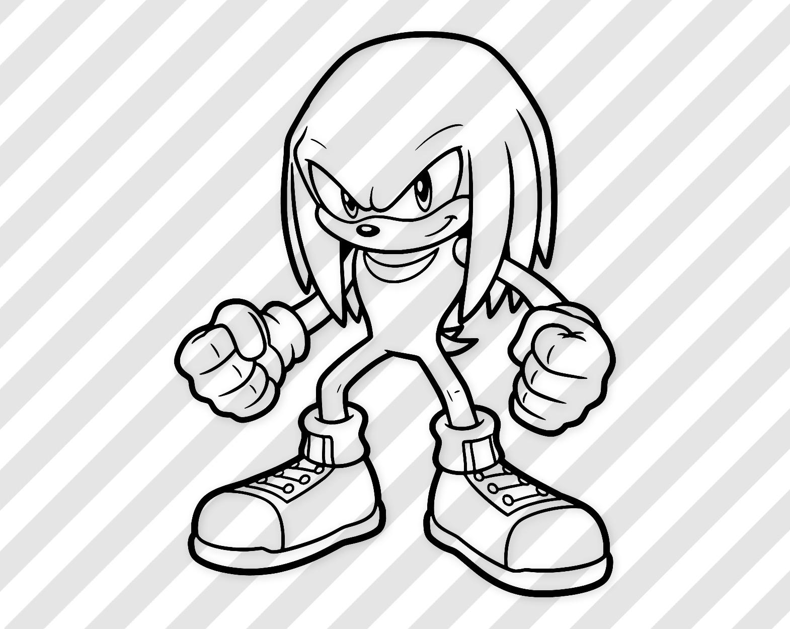 Knuckles The Echidna Digital Art: Svg / Png / Dxf Bold Line Art Illustration