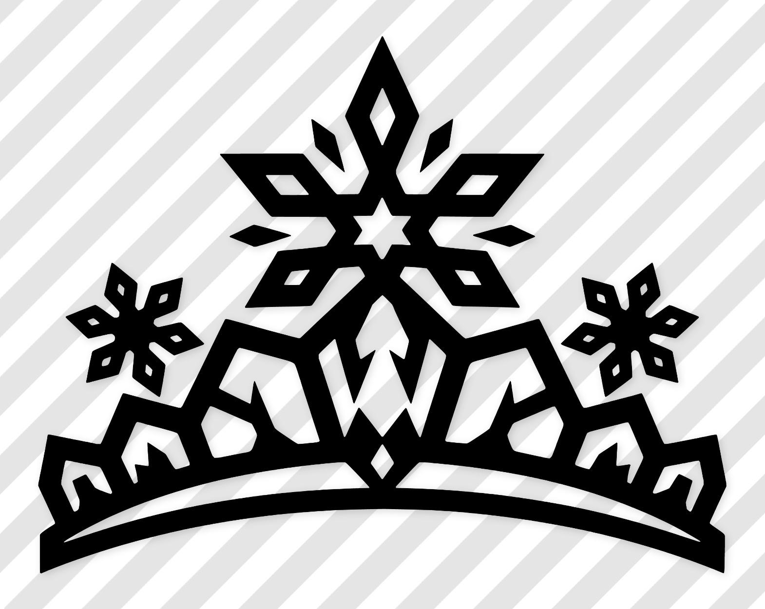 Tiara Snowflakes Artwork: Black-White Vector Illustration