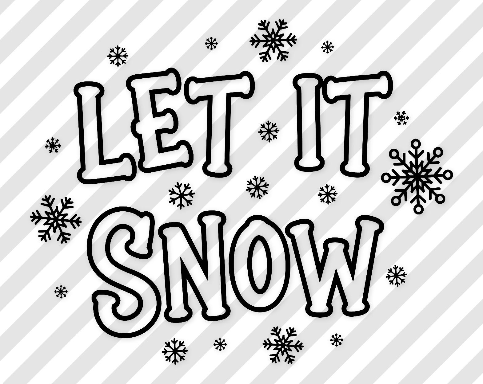Let It Snow Digital Artwork: Black And White Whimsical Design
