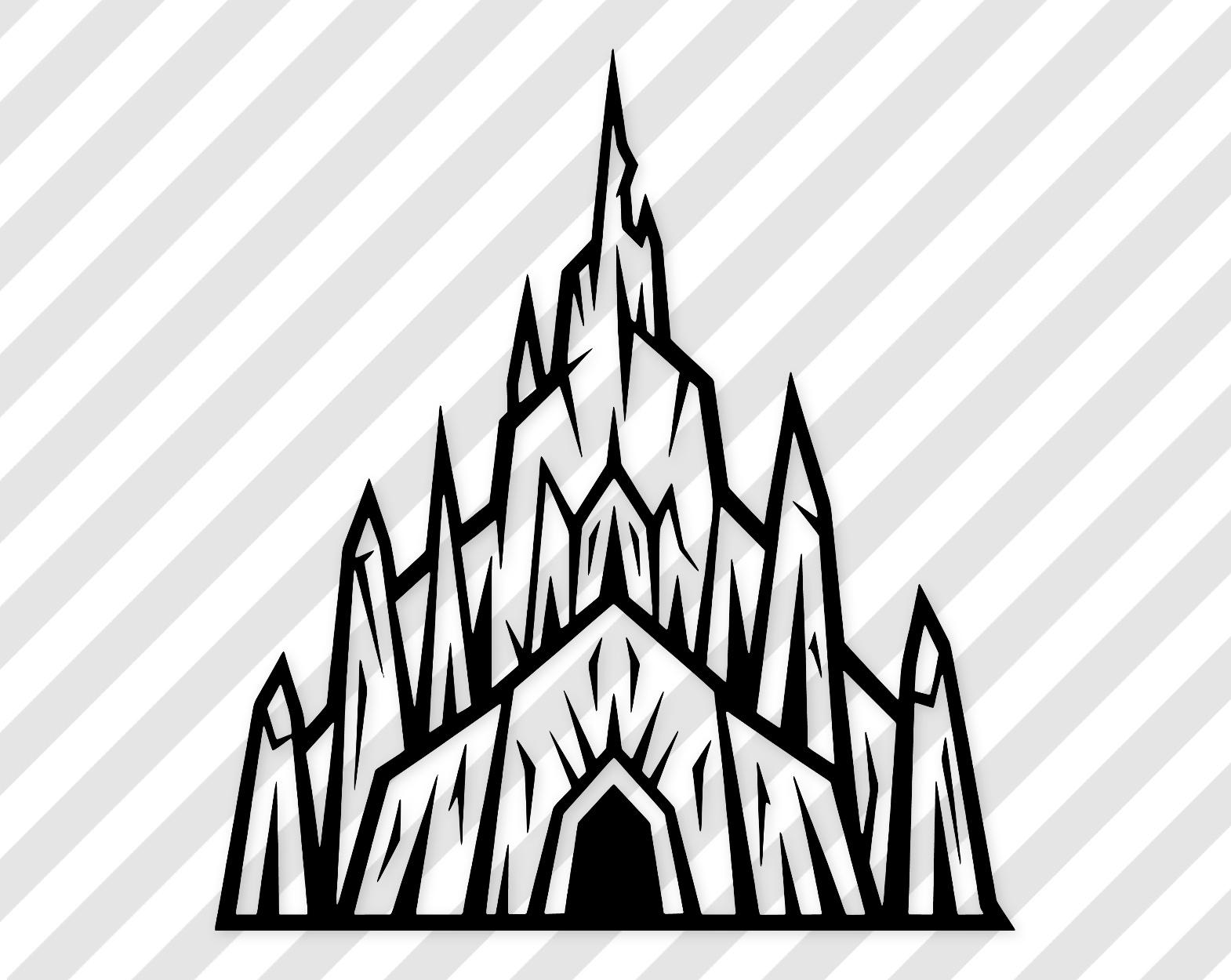 Ice Castle Digital Artwork: Black And White Bold Line Art