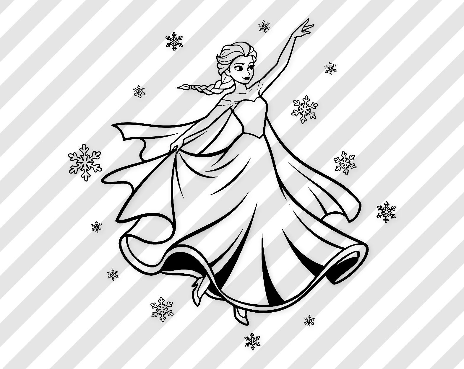 Elsa Digital Artwork: Black And White Vector Illustration