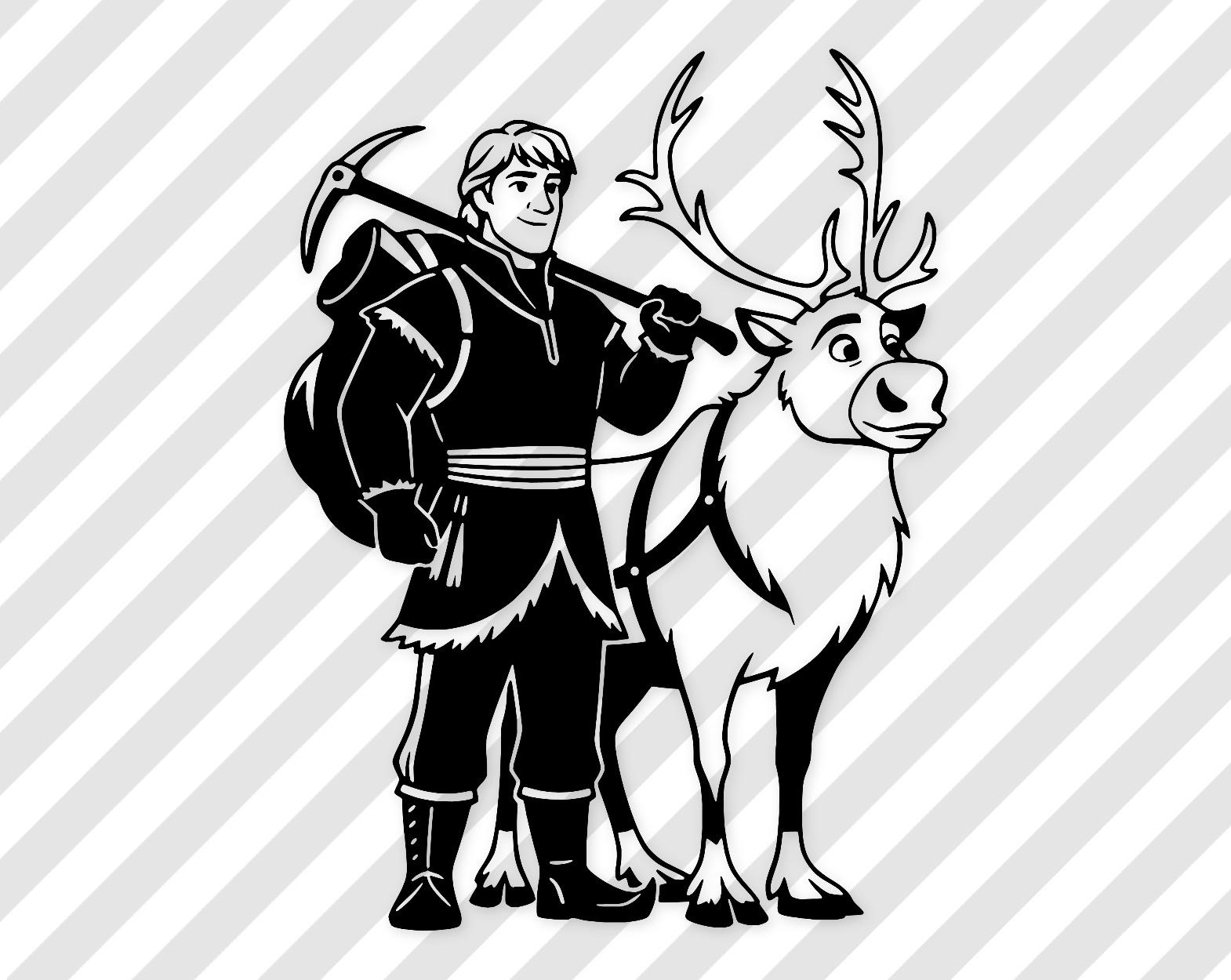 Kristoff Sven Silhouette Art: Black And White Vector Illustration