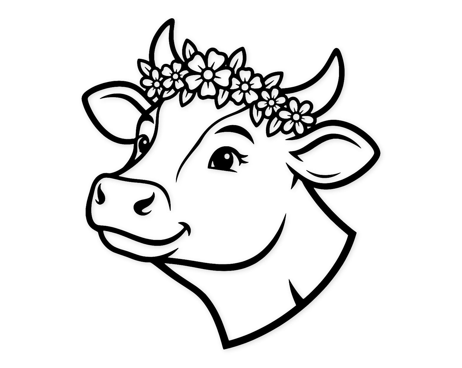 Cow With Flower Crown Svg Png: Whimsical Design For Crafting
