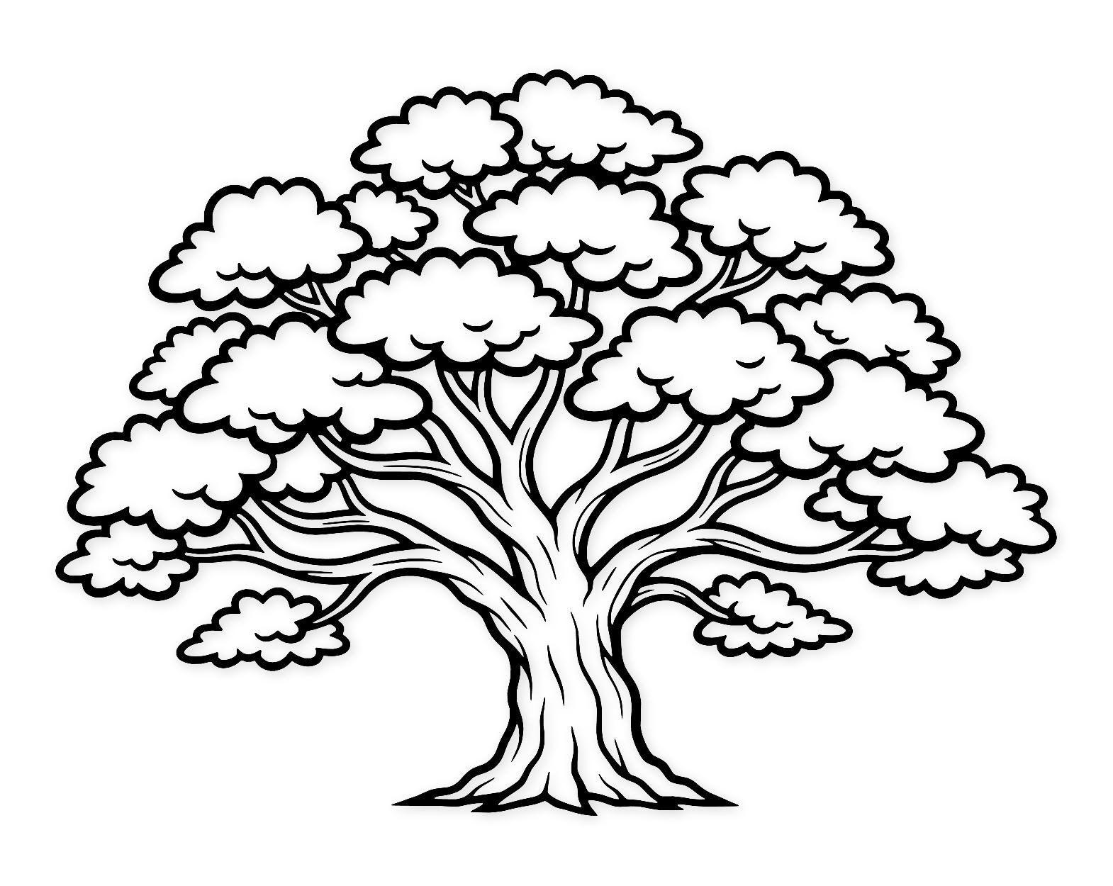Leafy Oak Silhouette Svg Png: Bold Cut File For Wall Art