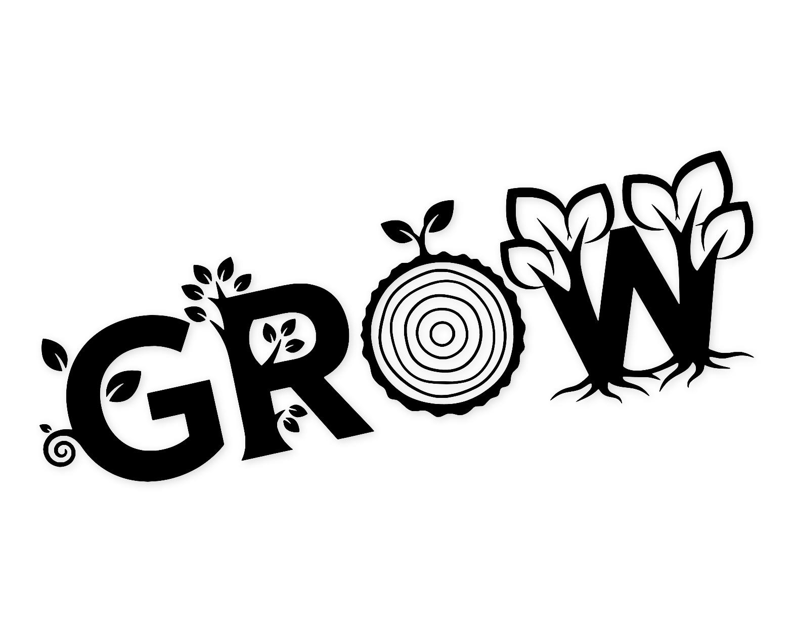 Tree Lettering 'Grow' Svg Png: Bold Design For Home Decor