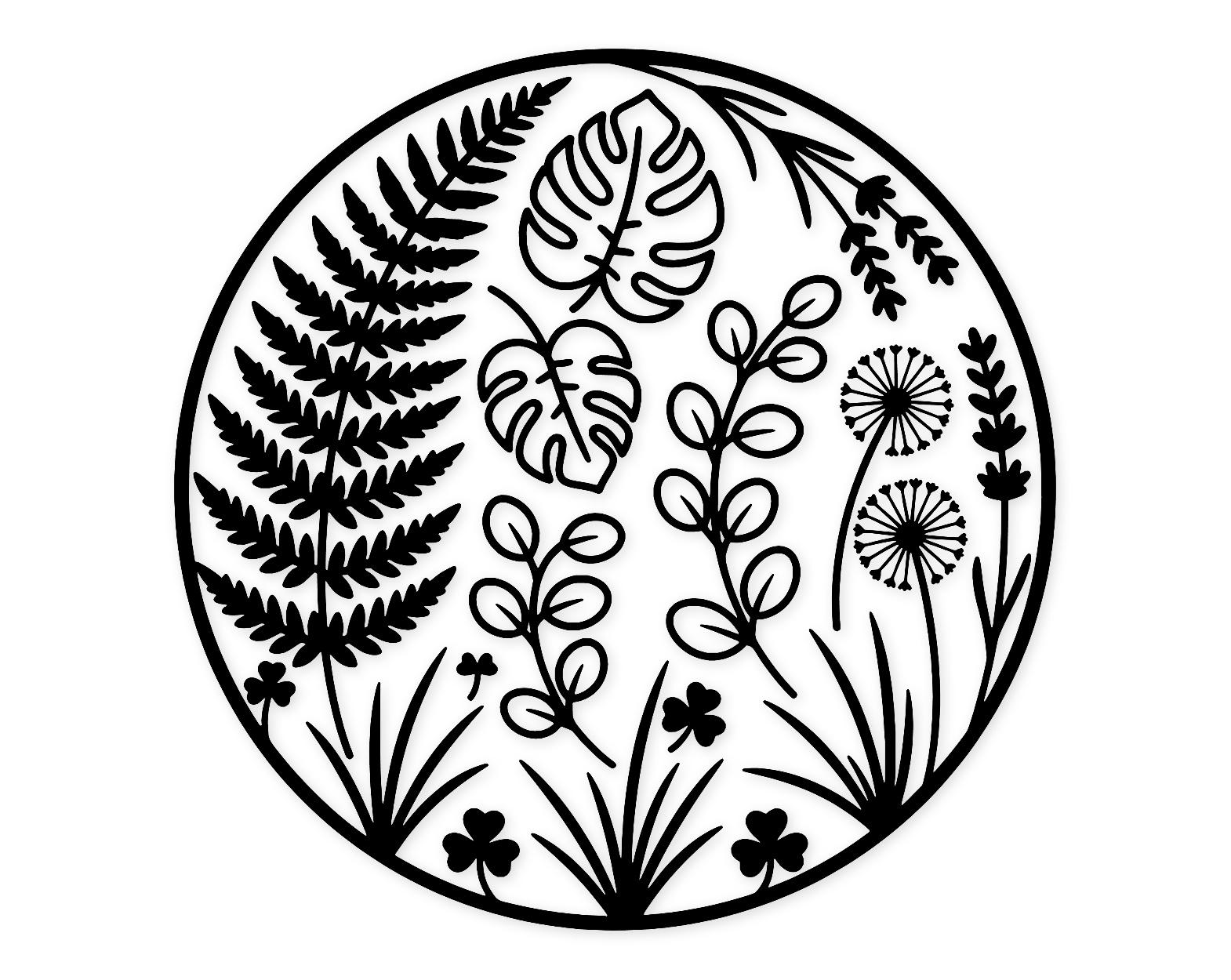 Plant Silhouette Circle Svg Png: Cut Ready Digital Design For Cricut Silhouette