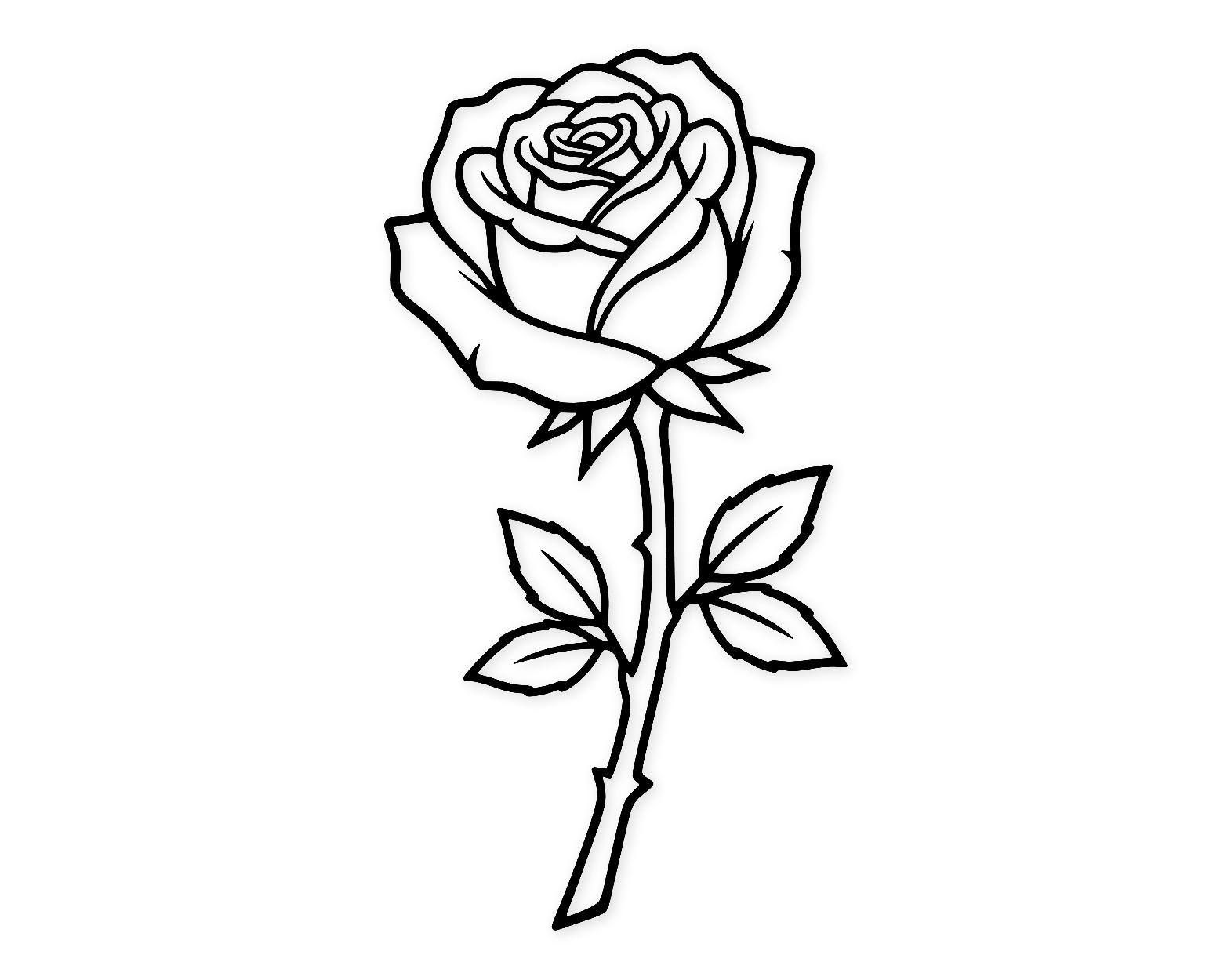 Classic Rose Svg Png: Bold Clean Line Art For Craft Projects