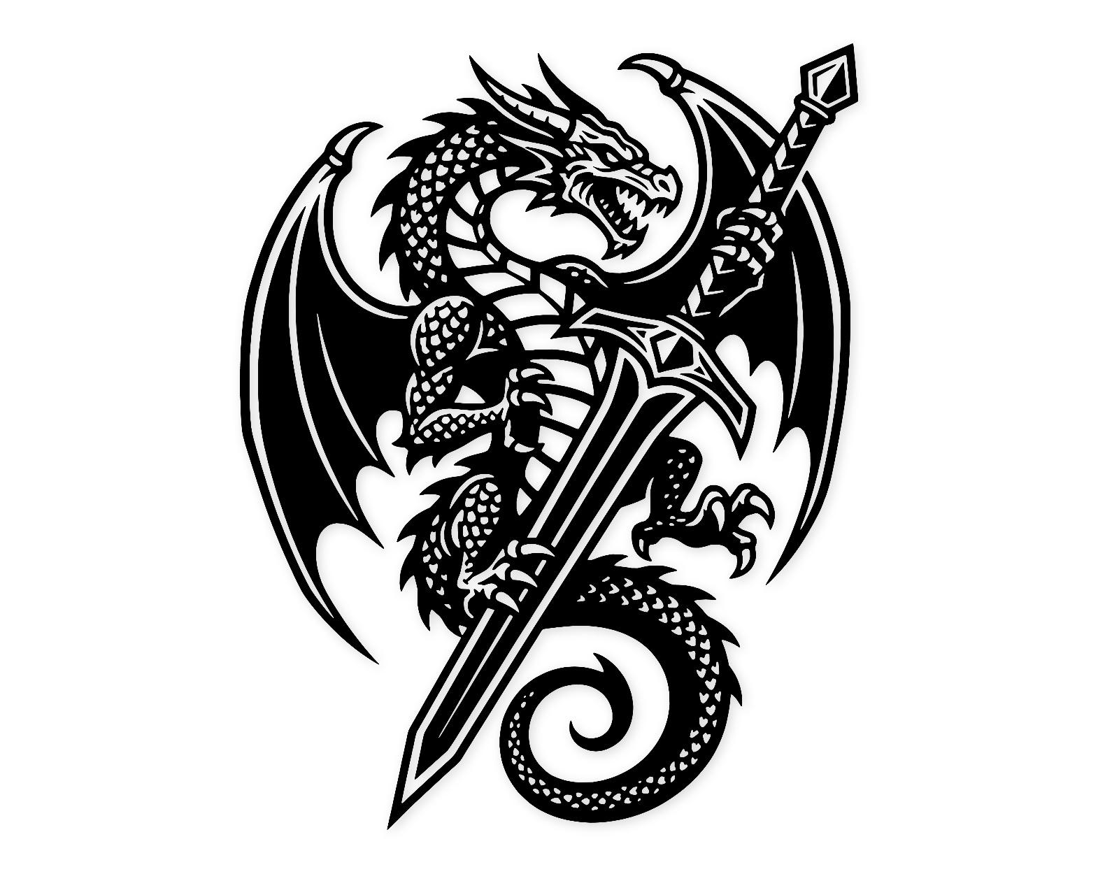 Dragon Tattoo Design Svg Png: Cut Ready Digital Design For Cricut Silhouette