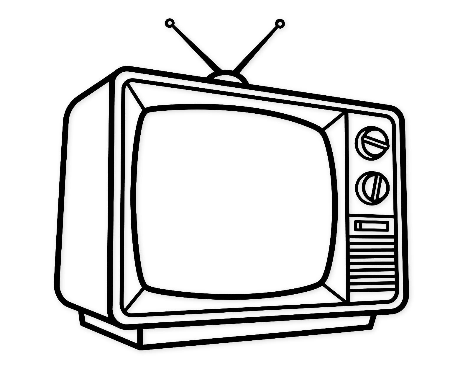 Vintage Television Svg Png: Bold Outline Design For Wall Art