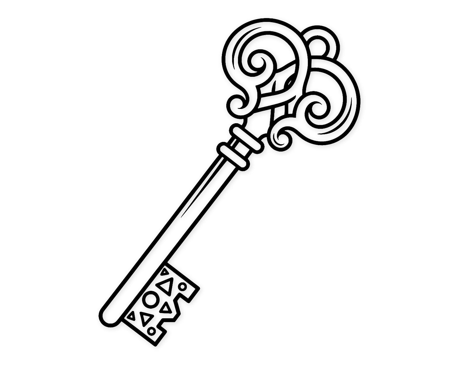 Vintage Key Svg Png: Bold Outline Cut File For Decals