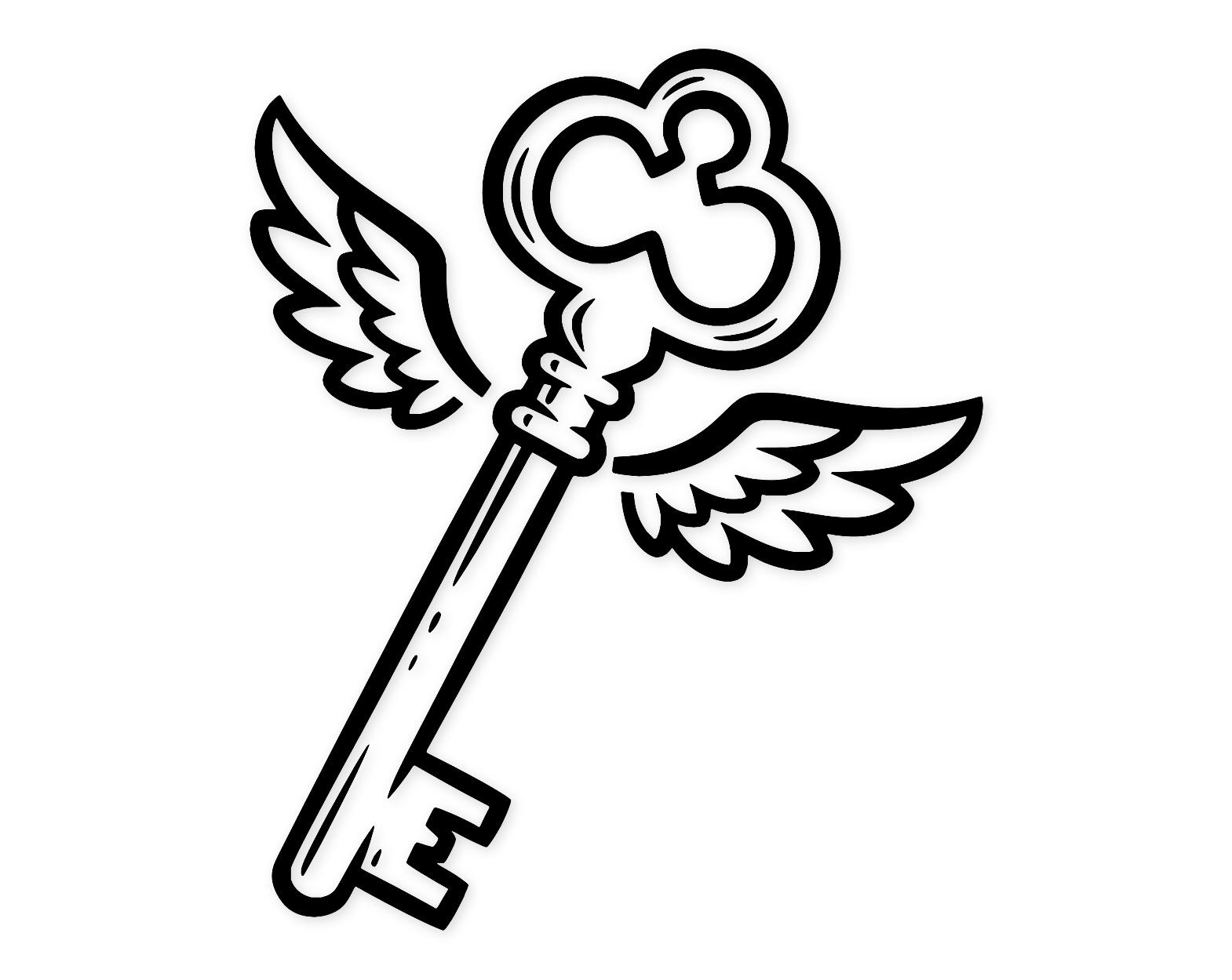 Flying Key Charm Svg Png: Hand-Drawn Design For Crafts