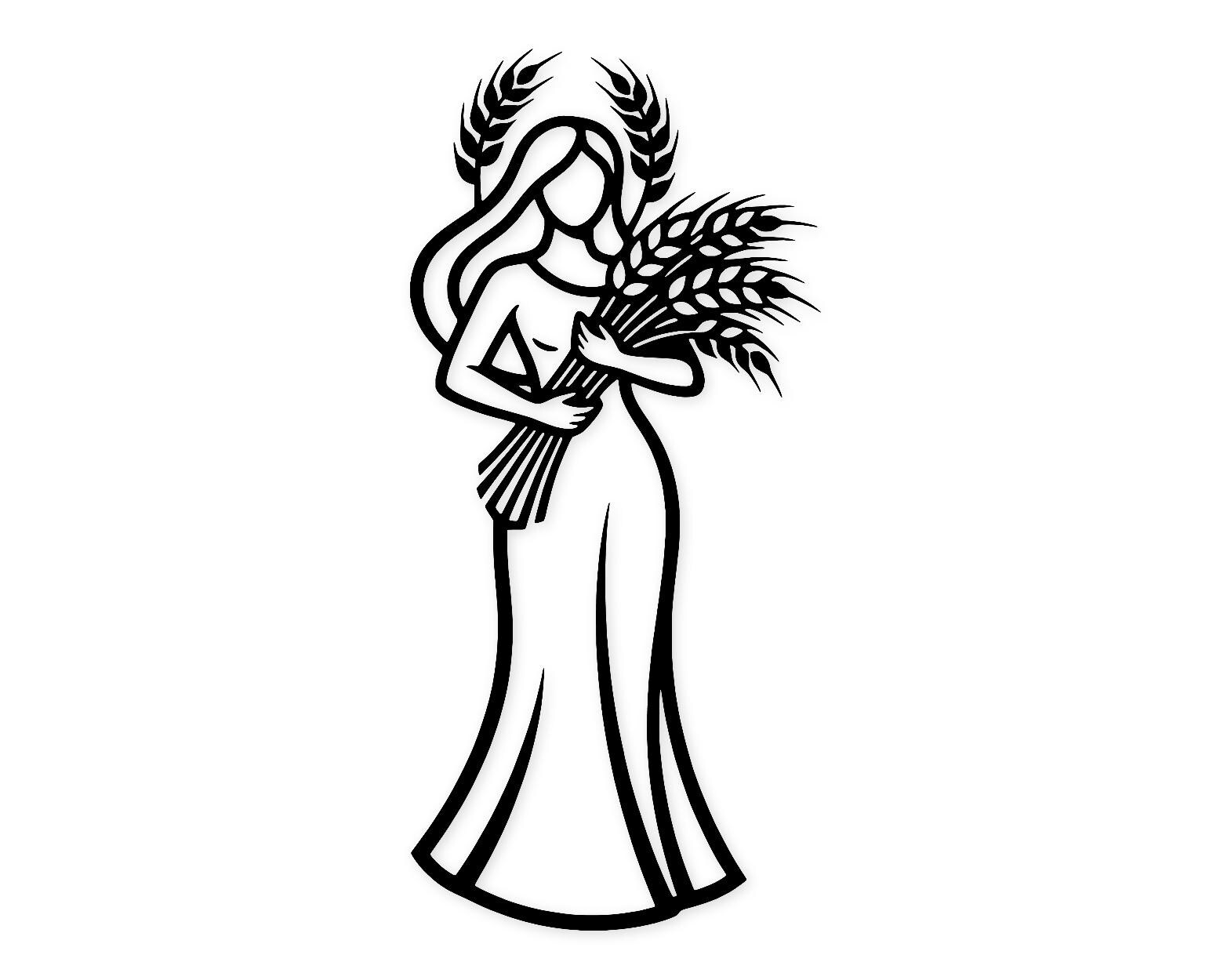 Virgo Harvest Svg Png: Clean Outline Cut File For Home Decor