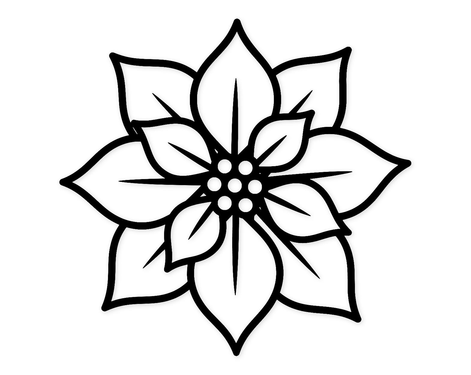 Poinsettia Flower Svg Png: Bold Outline For Crafts