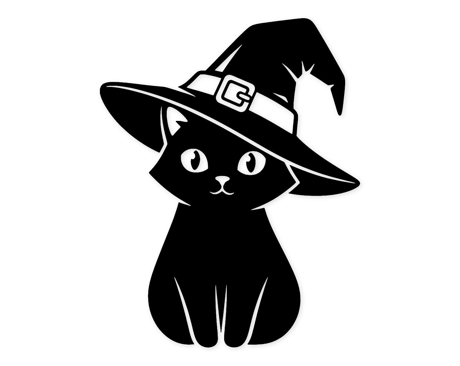 Cat In Witch Hat Svg Png: Cute Black Cat Design For T-Shirts
