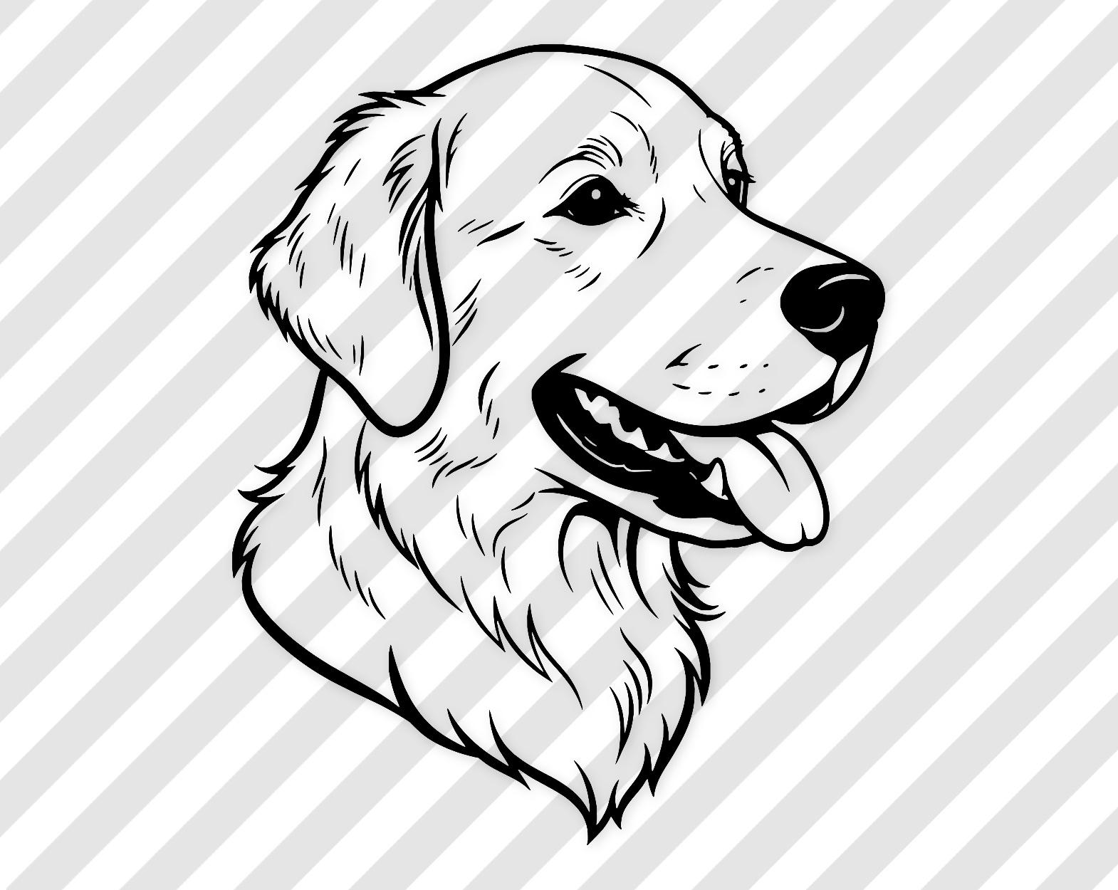 Golden Retriever Svg: Bold Outline Design For Cutting